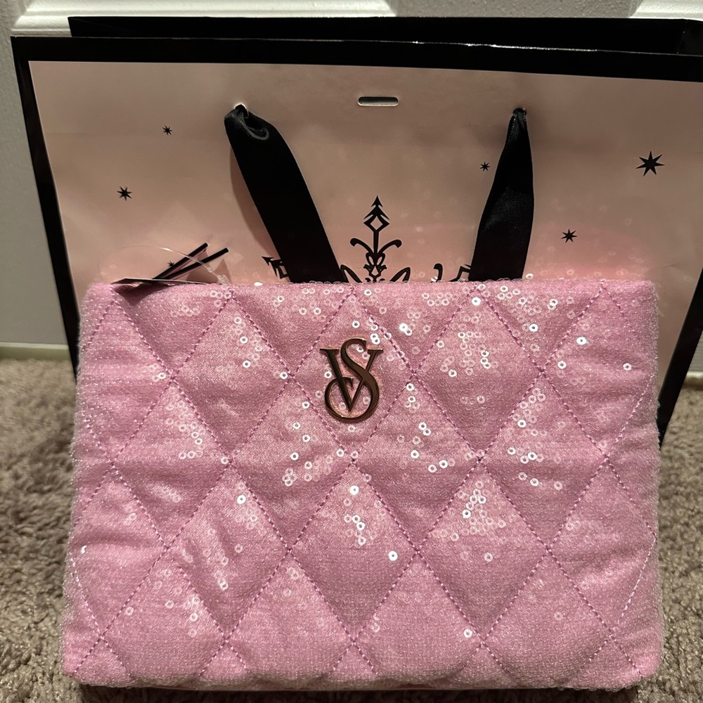 Victoria's Secret Pink Sequin Quilted Clutch